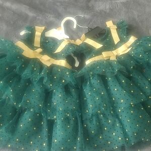 Blueberi Boulevard Green and Gold Formal Dresses (2) For Twin Girls